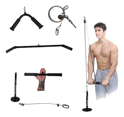 Kit Barra Tricep, Soporte, Polea Mas Guaya