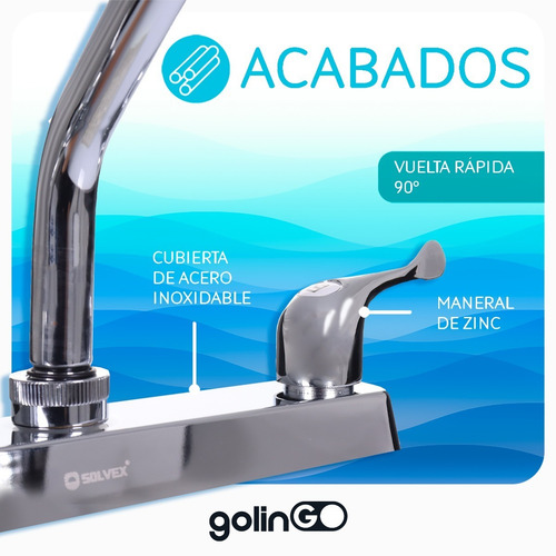 Llave Mezcladora Solvex Fregadero Acero Inoxidable Cromo