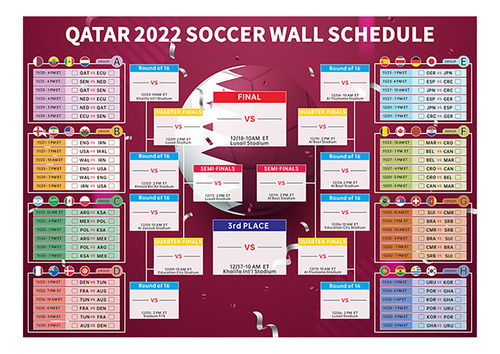 Calendario De La Copa Mundial J Contra Football Poster Bar L