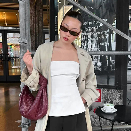 Top Sin Tirantes Con Espalda Abierta Para Mujer - Moda De Ve