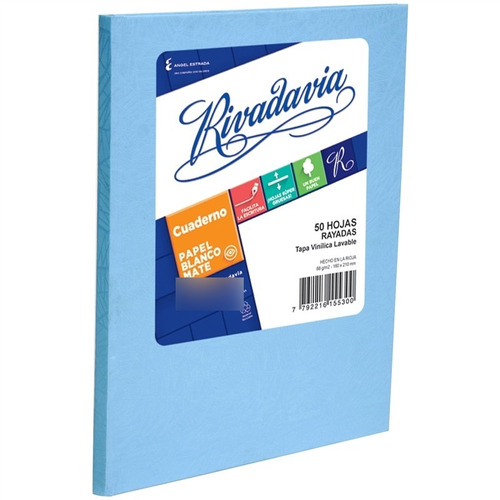 Cuaderno Rivadavia Tapa Dura X 50 Hojas Rayado Celeste