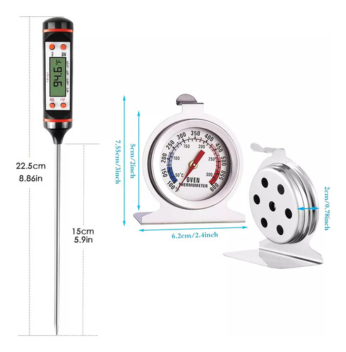 3pz Termometro Digital Cocina Carne Reposteria Chcolate Comida Blanco