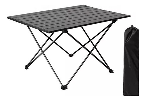 Mesa Camping Plegable Portátil Metalico 56*40.5*40.5cm. Color Negro