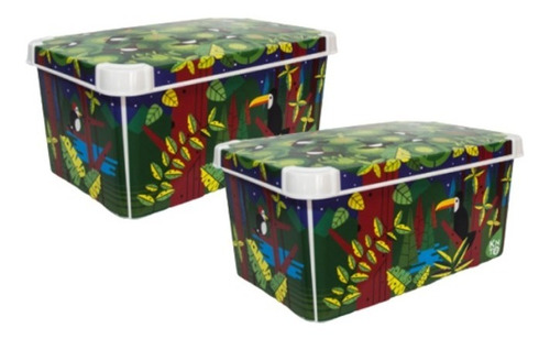 Cajas Plasticas Deco Estampadas 5.5lts X2 Unidades