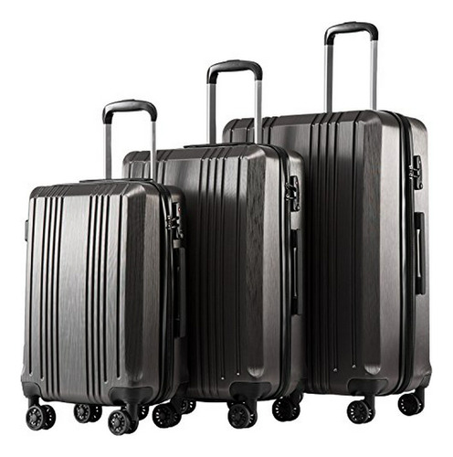 Coolife Luggage Suitcase Pc + Abs Juego De 3 Piezas Con Tsa 