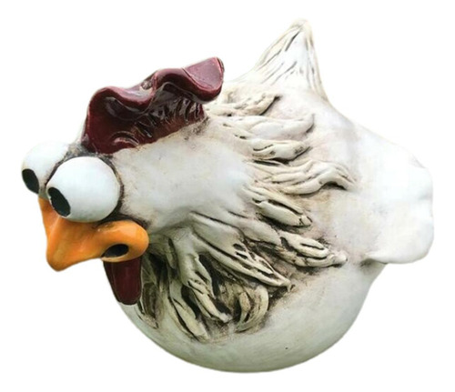 Escultura Artesanal De Resina Con Forma De Gallina De Jardín