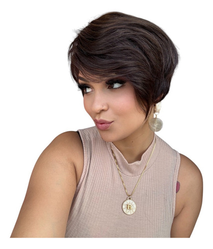 Lace Wig Curta Natural Corte Moderno Cabelo 100% Humano