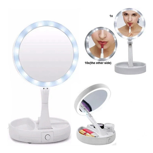 Espejo De Maquillaje Led Tocador Doble Cara Aumentox10