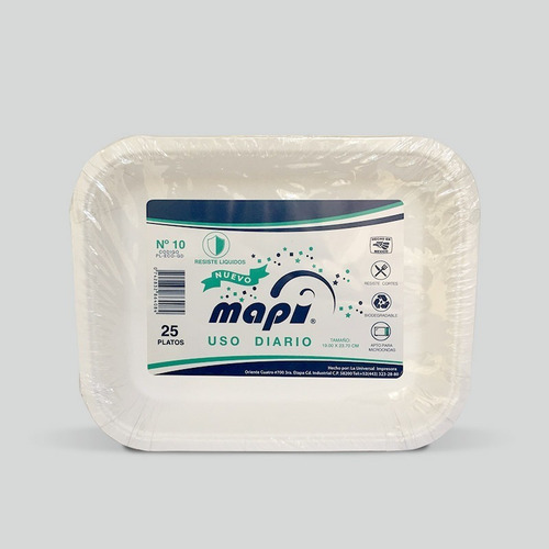Plato Cartón Rectangular Hondo N°10 Mapi® Biodegradable