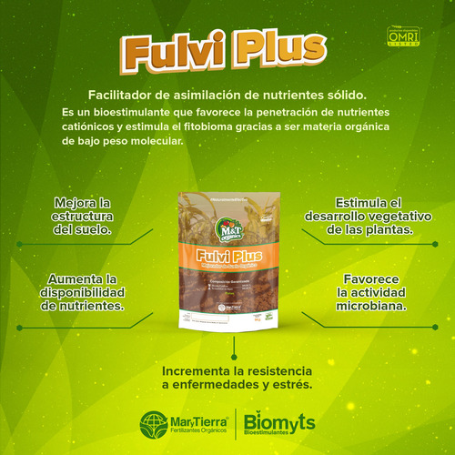 Ácidos Fúlvicos 94% Mejorador De Suelo Polvo Soluble 1 Kg