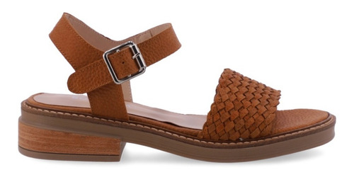 Sandalias De Cuero Trenzado Base De Goma Taco De 3cm.- Mujer