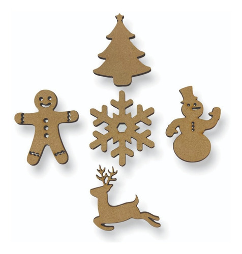 Figuras Decorativas 25 Piezas Mdf 5 Cm Navidad Manualidades