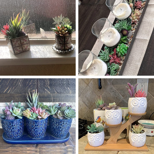 20 Plantas Artificiales Aterciopeladas, Suculentas Para