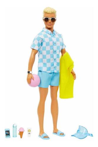 Ken Con Accesorios En La Playa De La Película De Barbie 2023