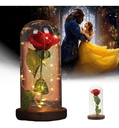 Luminária A Bela E A Fera A Rosa Encantada Presente Namorada