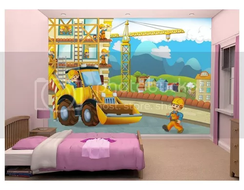 Papel De Parede Infantil Trator Obra Caminhão 9,5m² Azs147