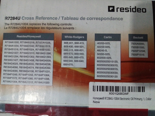 R7284 Control Para Quemador Honeywell Caldera