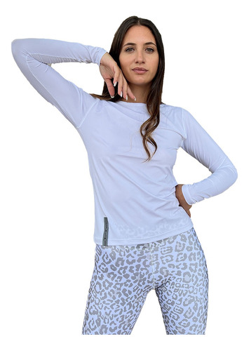 Camiseta Termica Blanco Mujer Mangas Largas