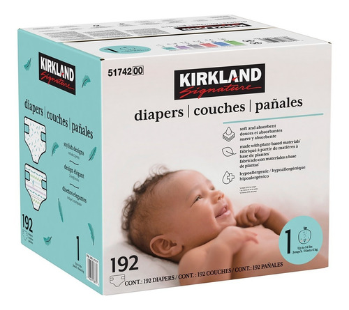 Pañales Unisex Etapa 1 Kirkland Signature 192pzs