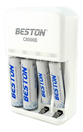 Pila Bateria Recargable Aa X2 1500mah Aaa X2 Cargador Beston