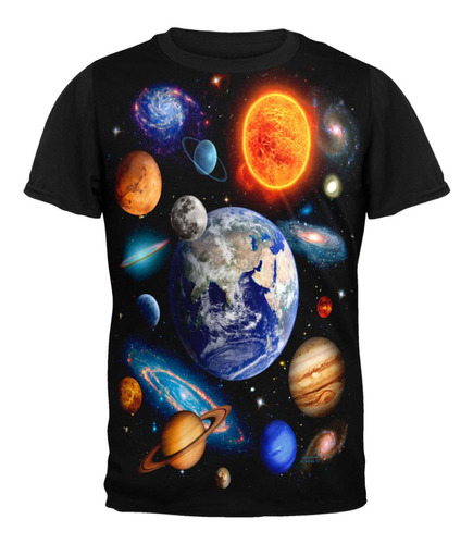 Camiseta Con Espalda Negra Para Adulto Galaxy Solar System -