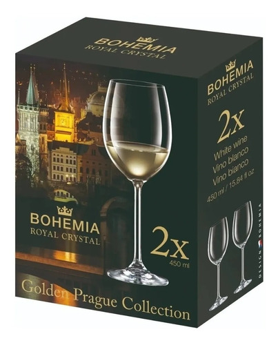 Copas Cristal Royal Bohemia  Para Vino Set 2 Unidades 450ml 