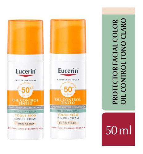Combo Eucerin Proteccion Solar Toque Seco Tono Claro X 2 Un