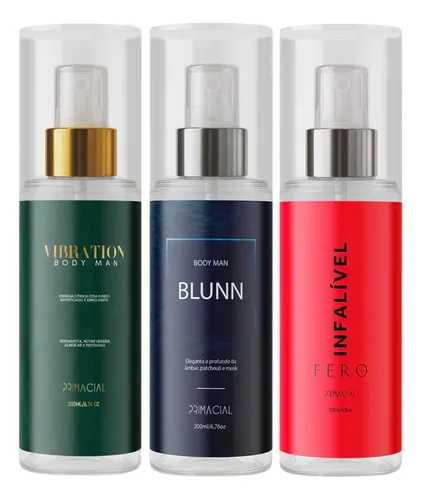 Kit Body Splash Masculino ​Vibration + Blunn + Infalível Fero