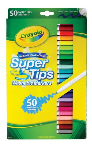 50 Plumones Crayola Marcadores Delgados Lavables Super Tips