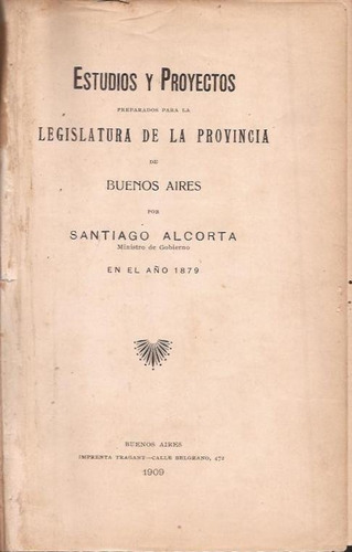 Alcorta Estudios Y Proyectos Para Buenos Aires 1879