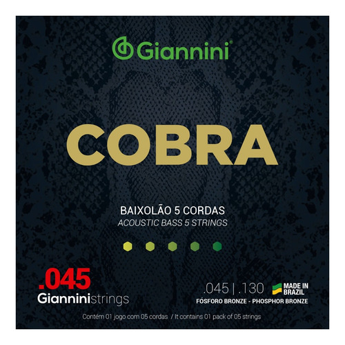 Encordoamento Giannini Cobra Geebasf5 Fosf. P/ Baixolão 045