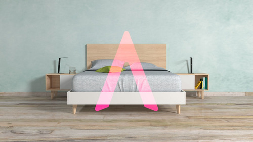 Cama Minimalista Matrimonial Mod. Ines, Base + Cabecera.