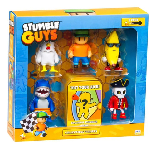 Stumble Guys - Figuras  Pack X6 Blister Banana Sg2060