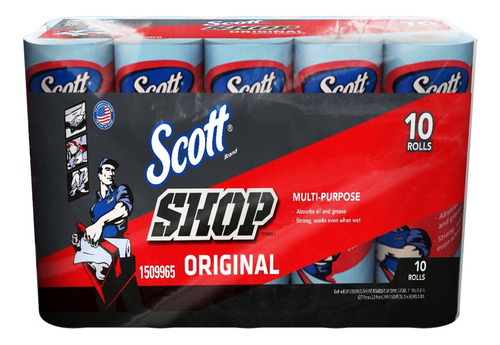 Toalla Scott Shop Paño Azul Mult 10 Rollos De 55 Toallas Cs