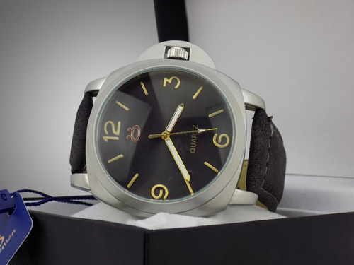 Relógio Masculino Prateado C/ Pulseira De Couro Original