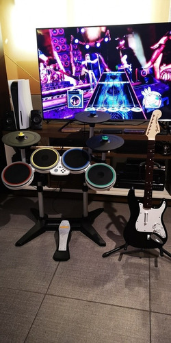 Rock Band Ps5, 3 Platillos Pro Y Guitarra Original. (Usado)