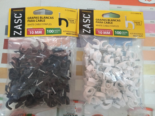 Grapas Para Cable De 10mm Negra Y Blanca ( 100 Unds ) 