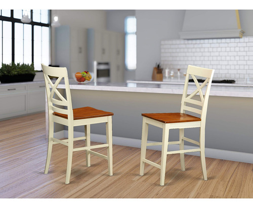 East West Furniture Qus Whi W Juego De 2 Sillas De Comedor