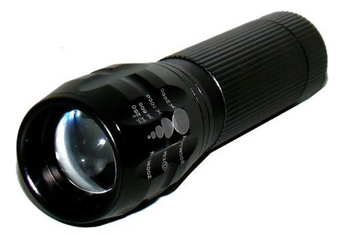 2 Mini Lanterna Tática Led Com Zoom Ajustavel 1x Até 2000x Cor da lanterna Preto Cor da luz Branca
