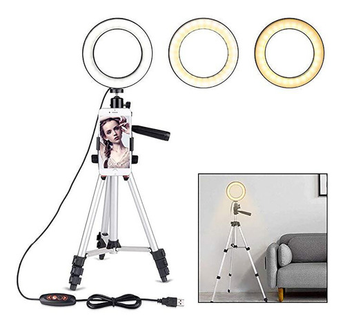 Imagen 1 de 10 de Anillo De Luz De 5,7 Pulgadas Con Soporte Para Trípode