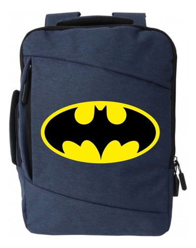 Morral Espalda Escudo Batman Maleta Portafolio Azul