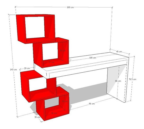 Imagen 2 de 6 de Escritorio Con Biblioteca En Madera Lacada Ref: Groot