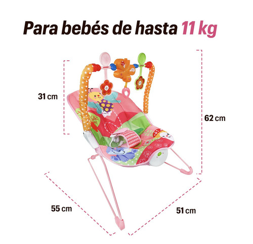 Silla mecedora para bebé Tiibaby Cartoon deluxe rosa