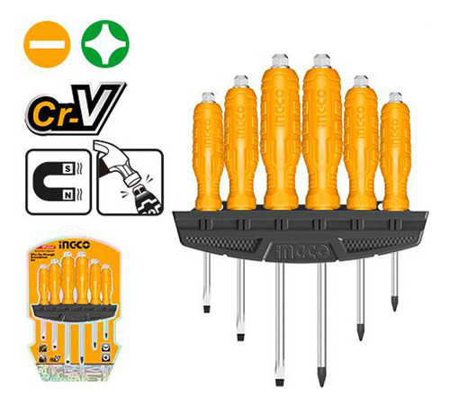 Juego 6pcs (eco)  Amarillo  Destornilladores Ingco