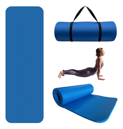 Tapete Yoga Ejercicio Gimnasia Colchoneta Mat 15mm Color Azul