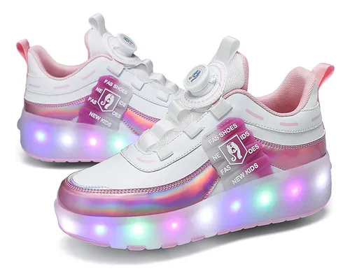 L Patines Led Rosa Recargables De Dos Ruedas Para Chicas