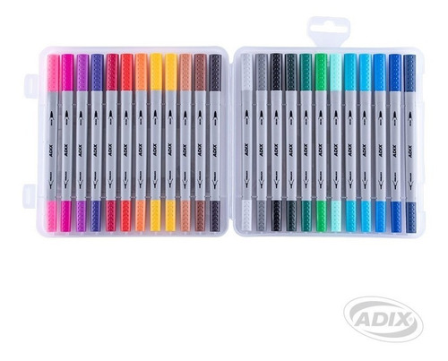 Set 24 Marcadores Doble Punta Adix Brush Pen/fineliner