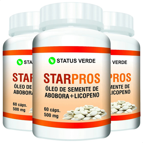3 Potes Starpros  Óleo Semente De Abóbora Plus Kit 180 Cáps