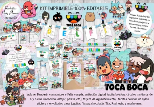 Kit Imprimible Candy Bar Toca Boca Toca Life 100% Editable