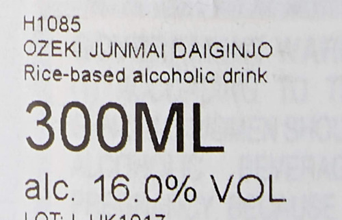 Ozeki Sake Dry Daiginjo Platinum 300 Ml Botella Azul Kosher